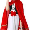 LMYOVE Little Red Riding Hood Costume Kids for Girls Halloween Cosplay Party Dress Outfits with Cloak Cape, 10-13 Years Old