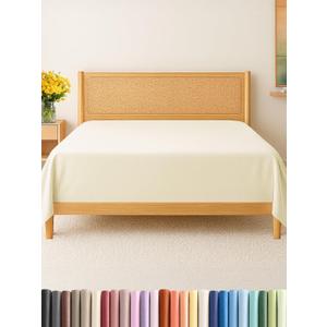 Queen Size Flat Sheet - Hotel Quality Top Flat Bed Sheet Only - Ultra-Soft, Breathable & Cooling - Fade & Wrinkle Free - Easy-Care, Stain & Shrink Resistant Bedding - Easy-Fit & Oeko-Tex - Off White