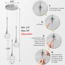 3-Lights Modern Pendant Lights for Kitchen Island LED Dimmable Crystal Glam Ceiling Pendant Lighting Chandelier for Dining Room Hallway Bedroom Corner Lamp Brushed Nickel