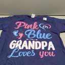 Baby Gender Reveal Grandpa Pink Or Blue Grandpa Loves You T-Shirt (L, Purple)