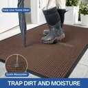 Front Door Mat, 4' x 3' Heavy Duty Indoor Outdoor Door Mat Entrance, Commercial Welcome Mats, Stain and Fade Resistant, Durable Rubber Backing, Low Profile Entry Mat for Patio, Brown Stripe