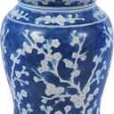 JONATHAN Y TBL1017D Cherry Blossom 17.75" Ceramic Indoor/Outdoor Garden Stool Coastal, Contemporary, Transitional, Patio, Garden Room, Bathroom, Living Room, Blue/White