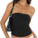 EasyGala Womens Cotton Tube Tops Sexy Fitted Strapless Shirts Basic Going Out Bandeau Tops Cute Trendy Summer Clothes M