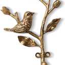 Vintage Bird on Branch with Flowers Decorative Wall Hooks,Alloy Wall Mounted Coat Hooks for Hanging Coats,Hats,Keys and Purse & Clothes in Hallway, Bathroom (A)