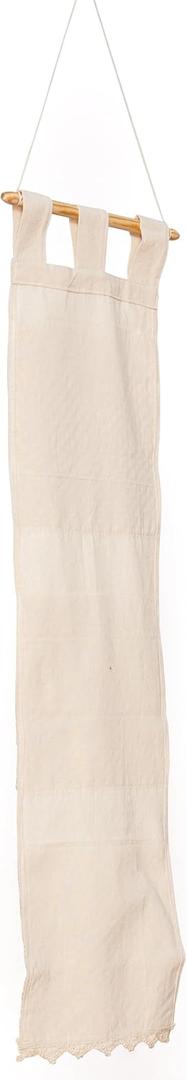 Concepts 8 x 33 Inch Crochet Wall Pocket Organizer Triple Pocket Cotton Wall Storage Boho Hanging Organizer Vertical Decor Natural Handmade Mount Storage for Small Spaces