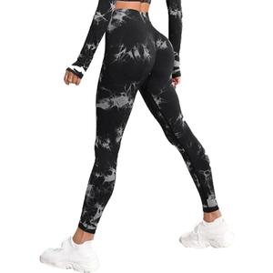 BSLVWG Tie Dye Yoga Leggings Seamless High Waisted Yoga Pants Tummy Control Butt Lifting Gym Leggings Workout Sports Tights,  XL