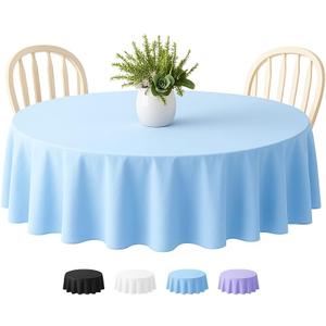 Disposable Table Cloth - 12 Pack, 84 Inch Table Cloths for Parties, Light Blue Plastic Table Cover, Decorative tablecloths Suitable for Round Tables, Leakproof & Sturdy, Blue Tablecloth