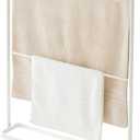 Yamazaki Home Bath Towel Hanger - Bathroom Organizer Storage Holder Dry Rack Steel One Size White