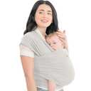 KeaBabies Baby Wrap Carrier - All in 1 Original Baby Carrier Newborn to Toddler Sling, Easy to Wear, Hands Free Bonding, Lightweight, Breathable Infant Wraps (Rhino Gray) (One Size (Pack of 1))