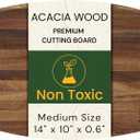 Acacia Wood Cutting Board 14 x 10 Inch Oval, 0.6" Thin Edge Grain, Handle & Hanging Hole, for Fruit, Cheese, Bread, Kitchen Prep, Non-Toxic BPA/Plastic Free, Solid Hardwood by New M Way
