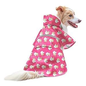 NACOCO Large Dog Raincoat Adjustable - Pet Water Proof Clothes Lightweight Rain Jacket Poncho Hoodies with Strip Reflective Pink (XL, Pink Unic)
