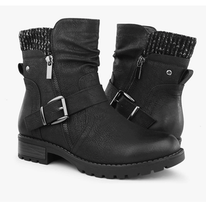 Hawkwell Women's Combat Boots Fashion Side Zipper Buckle Ankle Booties Size 9