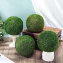 4 Pcs Large Green Moss Balls Artificial Moss Balls Spring Vase Bowl Fillers Hanging for Spring Home Wedding Garden Farmhouse Autumn Table Centerpieces Indoor Outdoor Decor(7.9'')