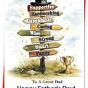 3 x Fathers Day Card Gift for Dad from Daughter Son Kids, Meaningful Direction Sign Design with Emotional Message, Double-Sided Premium Card for Father's Day Family Celebration & Love