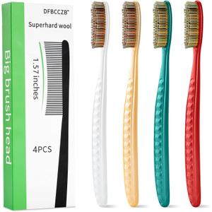 Large Head Super-Hard Toothbrush with Long Head Adult Toothbrush whitening Teeth 4 Pieces