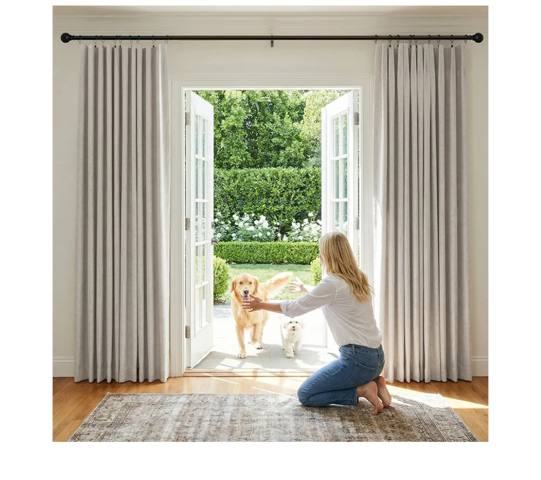 NICETOWN 100% Blackout Linen Curtains 90" Long for Bedroom, Thermal Insulated Living Room Curtains with Liner, Farmhouse Style Linen Blend Window Draperies for Dining Room (2 Panels, 52" W, Natural)