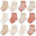 Organic Cotton GOTS Certified Newborn Socks 12 Pair - 6-12 Months – Soft and Comfortable Baby grip Socks, Premium Newborn Baby Socks, Gift for Little Boys (Teal)