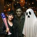 2 x 3 Pcs Halloween Women Jester Costumes Accessory Set Inflatable Baseball Bat Spike Leather Punk Cuff Bracelet Women