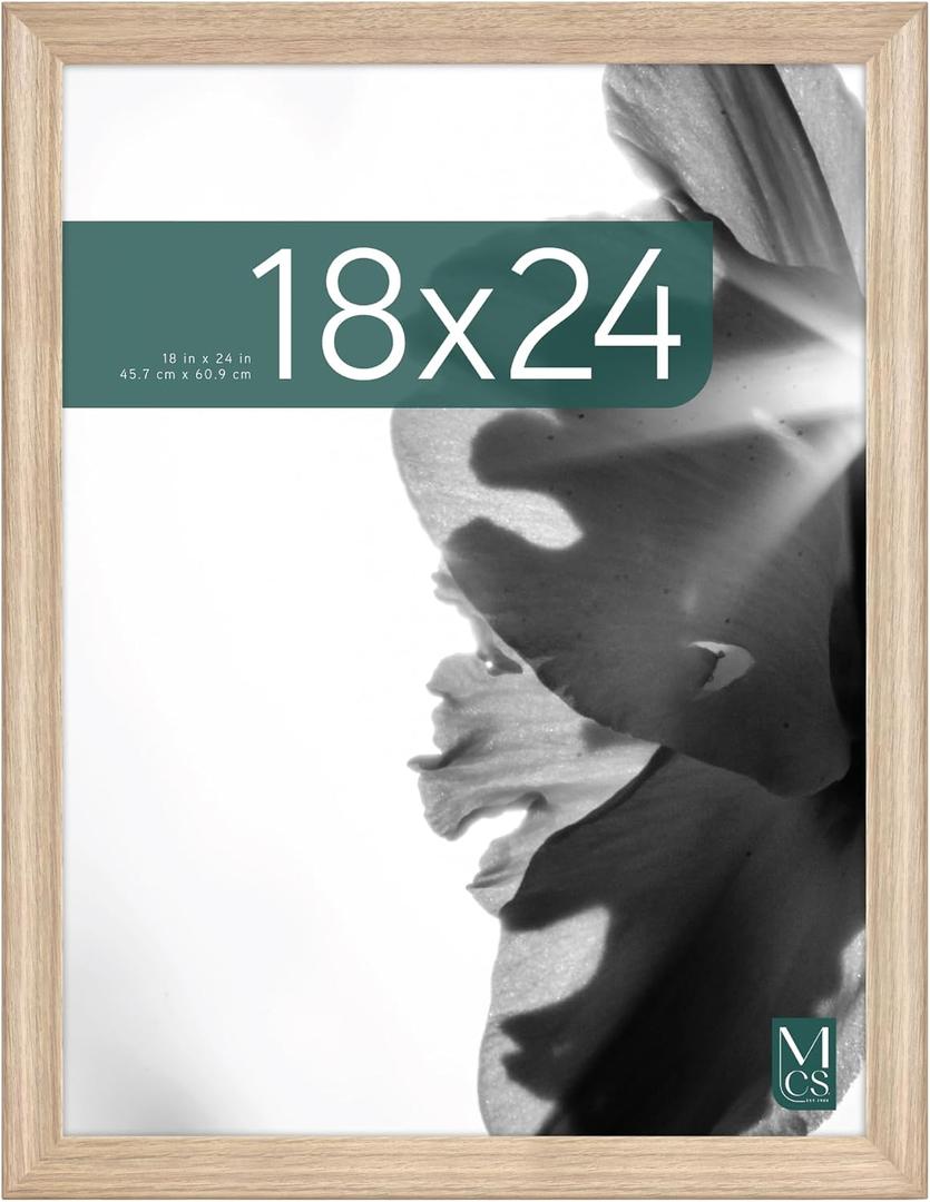 MCS Studio Gallery Classic 18x24 Poster Frame Natural Woodgrain Engineered Wood, Vertical & Horizontal Wall Hanging Large Picture Frame for Photos, Posters & Art Prints (1-Pack)