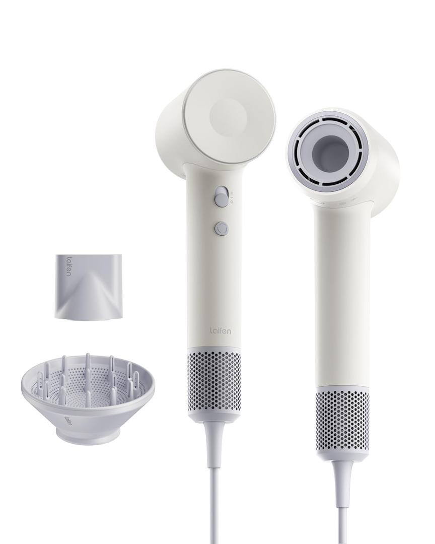 Laifen Hair Dryer SE 2, 200 Million Negative Ionic Blow Dryer with Child Mode and 108,000 RPM Brushless Motor, 1400W Powerful Fast Drying High-Speed Low Noise Hairdryer with Magnetic Attachments (Matte White)