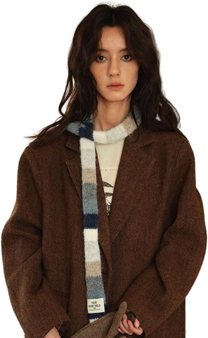 Striped Scarf for Women Knit Scarf Long Skinny Colorful Scarf Womens Winter Fashion Neck Scarves Y2k Accessories (Style1)