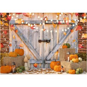YYNXSY Fall Thanksgiving Backdrop Autumn Pumpkin Harvest Barn Background Hay Maple Leaves Baby Shower Banner Supplies Photo Booth Prop 7X5FT YY-2515