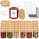 EgticHome 4OZ Glass Spice Jars with Bamboo Lids and 315 Labels, 32 Pcs Clear Food Storage Containers for Kitchen Sugar Salt Coffee Tea Beans