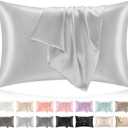 Softhour Silky Pillowcase Premium Satin Pillow Cases with Zipper Closure for Hair and Skin, Standard Size 20 x 26 Inches, Gifts for Women Men, Silver Gray