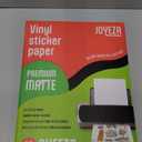 JOYEZA Premium Printable Vinyl Sticker Paper for Inkjet Printer - 25 Sheets Matte White Waterproof, Dries Quickly Vivid Colors, Holds Ink well- Tear Resistant - Inkjet & Laser Printer