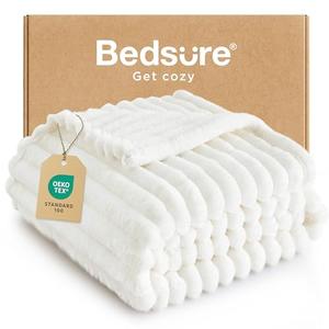 Bedsure White Throw Blanket for Couch - GentleSoft Cozy Soft Blankets for Women, Cute Small Fleece Throws for Girls, House Bedroom Decor Aesthetic Gift for Women, Off White, 55x70 Inches