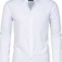 Alimens & Gentle Slim Fit Mens Dress Shirts Long Sleeve Dress Shirts for Men Stain Sheild Button Down Shirt Men Big (X-Large, All White)