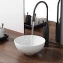 11 Inch Round Bathroom Bowl Sink Above Counter, QISHKA Mini White Ceramic Vanity Vessel Sink - 11" x 11" Small Countertop Circle Art Basin for Space-Saving