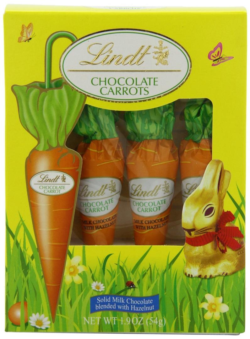 Lindt Chocolate Carrots, Solid Milk Chocolate with Hazelnut, 1.9 Oz (Pack of 2)