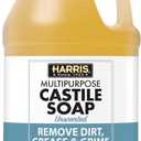 HARRIS Multi-Purpose Pure Liquid Castile Soap for Home Cleaning, Multi-Purpose Cleaner, For Dish Soap, Laundry Detergent, Kitchen and Bathroom Surfaces, Kids Rooms, Unscented, 64 Oz (64 Fl Oz (Pack of 1))