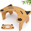 Bamboo Toilet Stool for Bathroom, 7 Inches Foldable Poop Stool with Non-Slip Pads