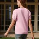 ZDC Girls' Lightweight Knit Top Short Sleeve Cute Spring Summer Sweater for School Holiday Uniform Pink, Size 160 (Pink)