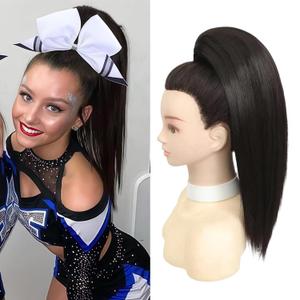 Cheer Hairpiece All Star Straight Cheer Ponytail Cheer Hair for Cheerleader Competition 200% density,Thick and Soft Hair,Dark Brown (18 Inch)