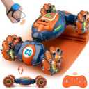 Gesture Sensing RC Stunt Car - Boys Girls Toys Age 6-8-12, 4WD Hand Controlled Remote Control Twist Car with Light & Music, Cool Birthday presents and Ideas Gifts for Kids Age 6 7 8 9 10 11 12 Years Old (Blue Orange)