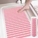 Non Slip Rubber Bathtub & Shower Mat - Fast Drain & Upright Drying Design, Strong Suction Cups, Structured Textured Surface, Low-Maintenance Bathroom Safety Mat, 27 x 16 Inch, Pink, Matace (27" x 15.8" (Rectangular))