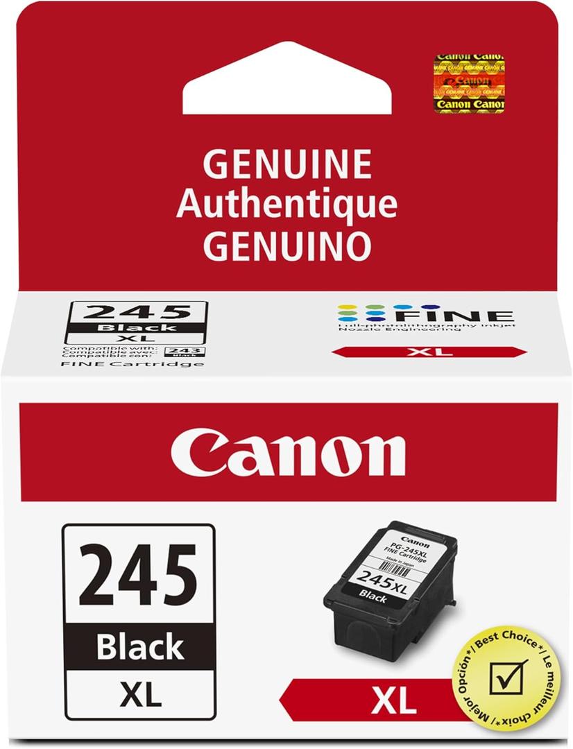 Canon PG-245 XL Genuine Black Ink Cartridge, Compatible with iP2820, MG2420/2924/2920/3020/2522/2525, MX492, TS3120/302/302a/202/202a/4520/3320