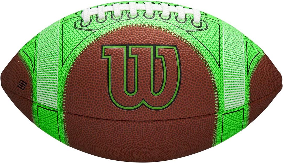 WILSON GST SpeedSkin Hylite Football - Brown/ Green, Junior Size