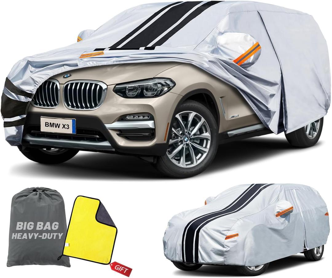 SUV Car Cover Custom Fit for BMW X3 (2007-2025), Waterproof All Weather for Automobiles Full Exterior Cover Rain Sun Snow UV Protector. (Vehicle Specific Fit)