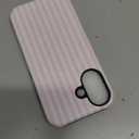 Jusy Compatible with MagSafe Striped Phone Case for iPhone 16, Cute Aesthetic Magnetic Soft TPU and Hard PC Protective Phone Cover for Women Girls (Matte) - Pink and White