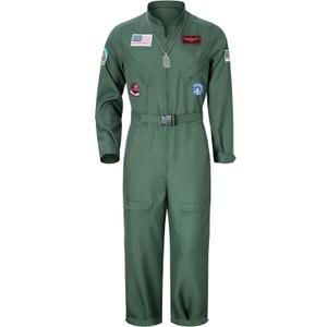 TOKYO REVENGERS Men Fighter Pilot Jumpsuit Air Force Flight Outfit Halloween Cosplay Costume With Accessories Set (3X-Large, Green)