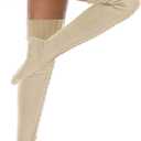 Buauty Women's Cable Knitted Boot Socks Extra Long Thigh High Winter Stockings Over Knee Leg Warmers (Beige)