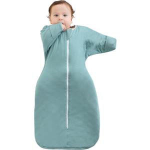 Aomloge PuppyPaws: Baby Sleeping Bag 1.5 TOG, Swaddle with Arms Up Long Sleeves and Mitten Cuffs, Bamboo Rayon Sleep Sack 9-15 Months, Wearable Blanket Baby with 2-Way Zipper, (1.5tog Green, XL)