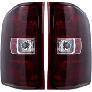 Tail Lights compatible with 2007-2014 Chevy Silverado 1500 2500HD 3500HD(2007 New Body Style only), 2007-2013GMC Sierra 3500HD (Red Smoked Lens-1 Pair(Left+Right), Not Include Bulbs&Wiring Harness)