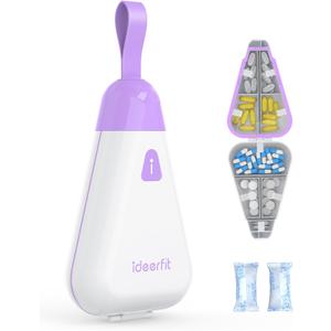 Travel Pill Organizer, 7 Compartments Portable Pill Box with Moisture-Proof Desiccant & Portable Handle, Small Pill Case for Daily Vitamins, Medicine