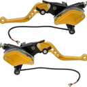 Motorcycle Brake Clutch Pump Lever 7/8" 22mm Dual Hydraulic Master Cylinder Reservoir CNC Left & Right Set Universal Replacement for Harley Honda Kawasaki Suzuki Yamaha (Gold)