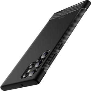 JETech Slim Fit Case for Samsung Galaxy S22 Ultra 5G 6.8-Inch, Thin Phone Cover with Shock-Absorption and Carbon Fiber Design (Black)